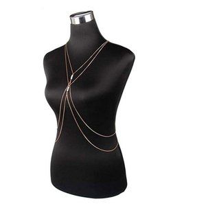 multi strand body necklace chain crystal decor